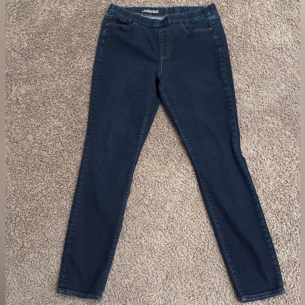 Land Ends Womens Mid Rise Pull On Skinny Jeans Jegging